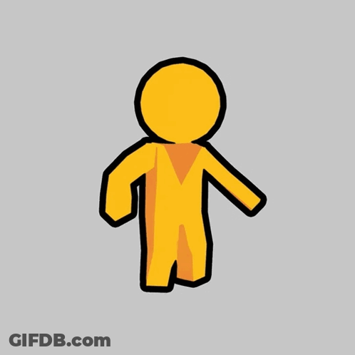 Yellow Cartoon Man With Black Outline GIF