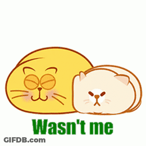 Yellow Cat And White Cat Laying With Wasnt Me GIF