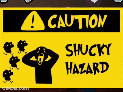 Yellow Caution Shucky Hazard Sign GIF