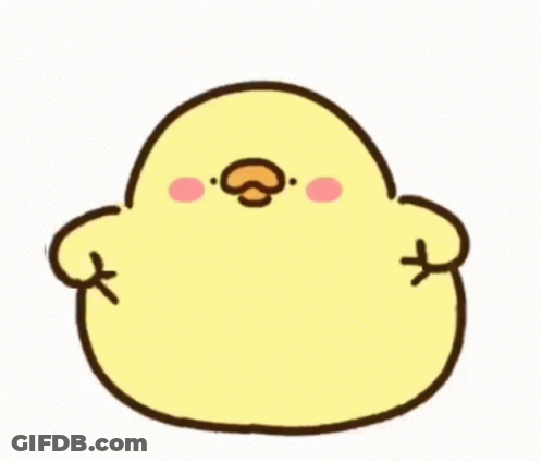 Yellow Chicken With Pink Face And Nose GIF