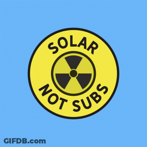 Yellow Circle Saying Solar Not Subs On Blue Background GIF