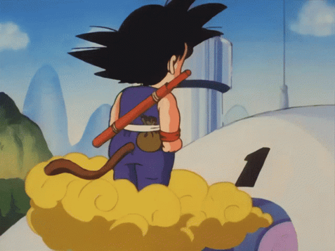 Yellow Cloud Baby Goku GIF