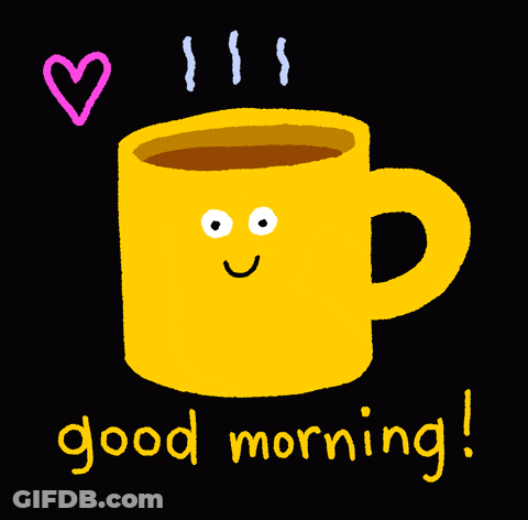 Yellow Coffee Mug Smiling Good Morning GIF