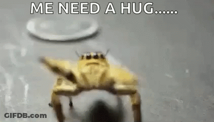 Yellow Crab Saying Me Need A Hug GIF