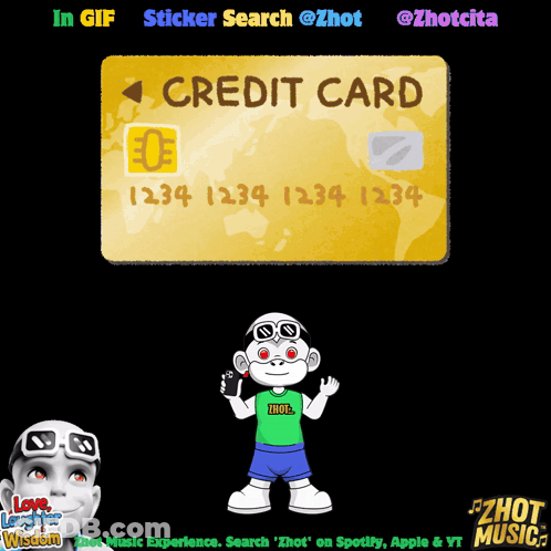 Yellow Credit Card With Monkey Holding Cell Phone GIF