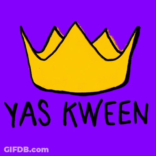 Yellow Crown On Purple Background Saying Yas Kween GIF
