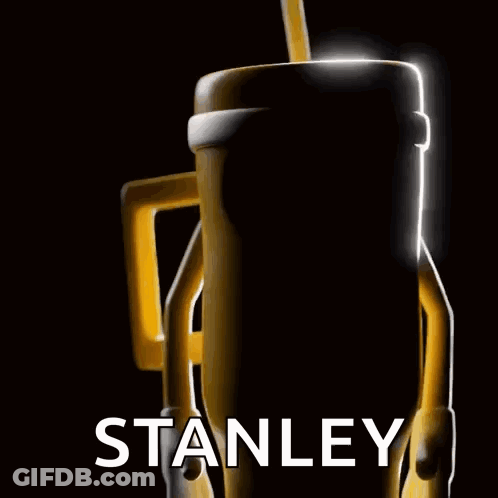 Yellow Cup With Straw And Stanley GIF