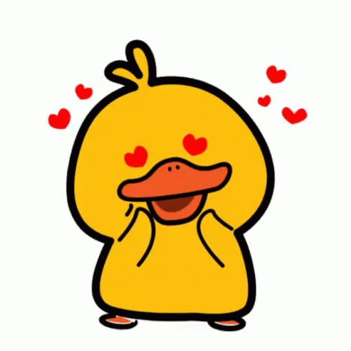 Yellow Cute Duck Hearts Flying GIF