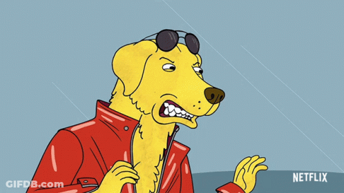 Yellow Dog In Red Jacket With Netflix Logo GIF