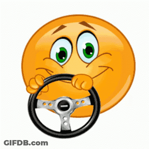 Yellow Driving Emoji GIF