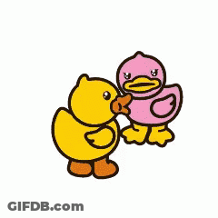 Yellow Duck And Pink Duck Together GIF