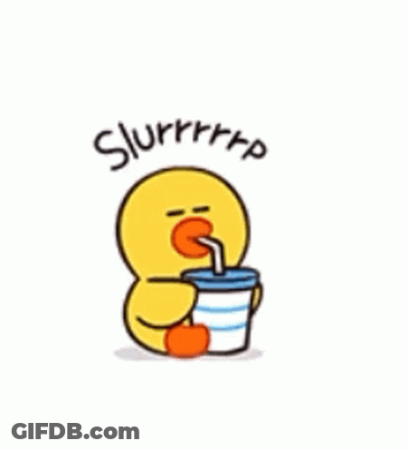 Yellow Duck Drinking Through Straw GIF