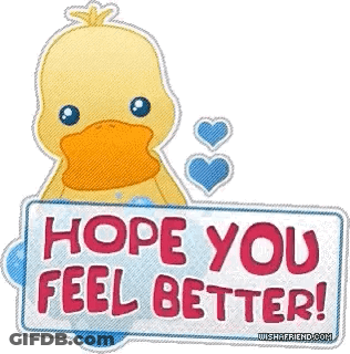 Yellow Duck Holding Hope You Feel Better Sign GIF
