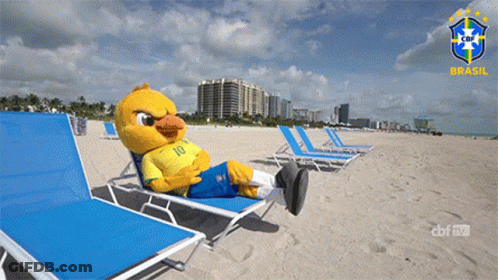 Yellow Duck Mascot With Number 10 GIF
