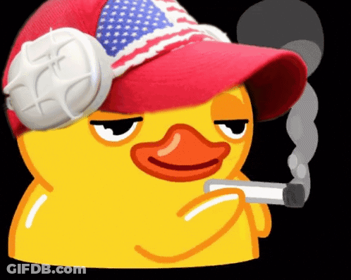 Yellow Duck Smoking With Red Hat And Headphones GIF