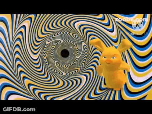 Yellow Duck Standing In Spiral GIF