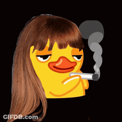 Yellow Duck With Long Hair Smoking GIF