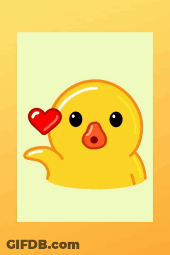 Yellow Duck With Red Heart GIF