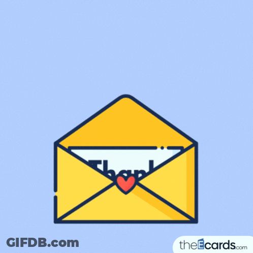 Yellow Envelope With Thank You Card GIF