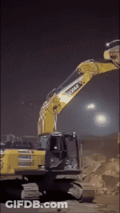 Yellow Excavator Saying Volvo GIF