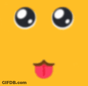 Yellow Face With Black Eyes And Red Tongue Out GIF