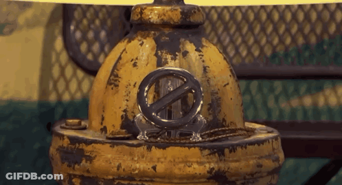 Yellow Fire Hydrant Lamp With No Entry Sign GIF