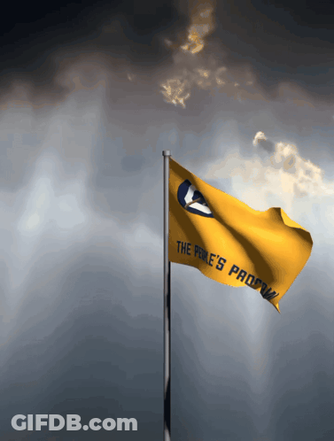Yellow Flag Saying The People's Paradise GIF