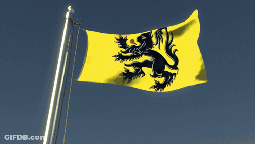 Yellow Flag With Black Lion Flying GIF