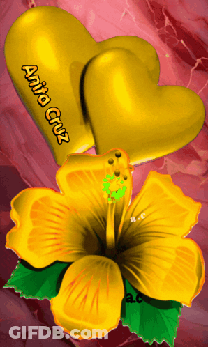 Yellow Flower And Gold Hearts With Arita Cruz GIF