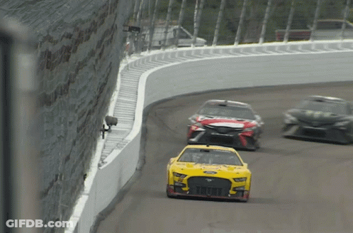 Yellow Ford Race Car GIF