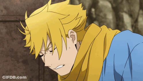 Yellow Haired Anime Character Blue Shirt GIF