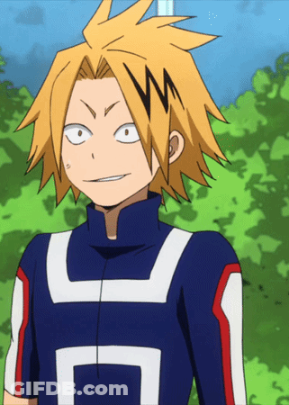 Yellow Haired Anime Character In Blue Jacket With Letter C GIF