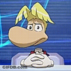 Yellow-Haired Cartoon Character With Folded Hands At Desk GIF