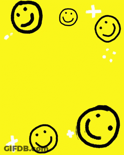 Yellow Happy Birthday Sign With Smiley Faces GIF