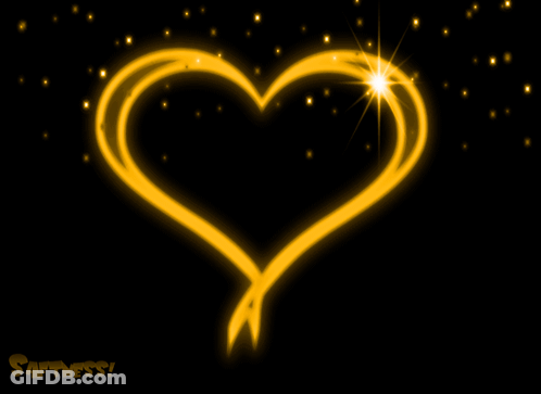 Yellow Heart On Black Softness GIF