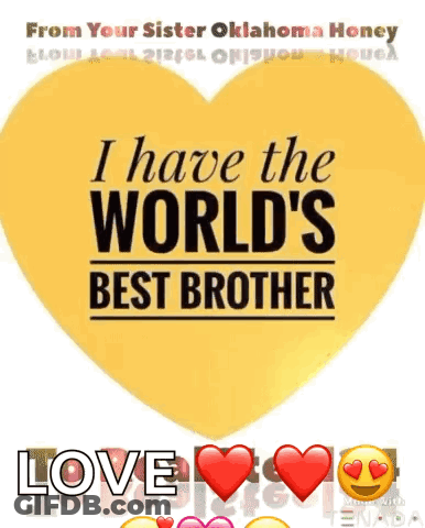 Yellow Heart Saying Best Brother GIF