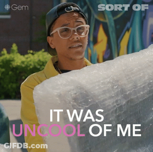 Yellow Jacket Man Holding Bubble Wrap Uncool GIF
