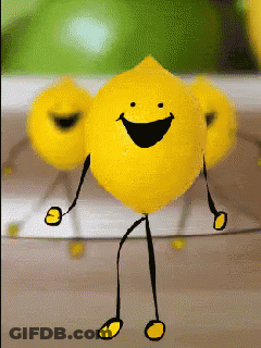 Yellow Lemon Smiling With Arms And Legs GIF
