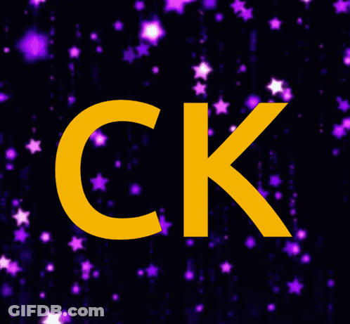 Yellow Letter CK With Purple Stars GIF