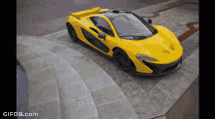 Yellow Mclaren Supercar Parking GIF