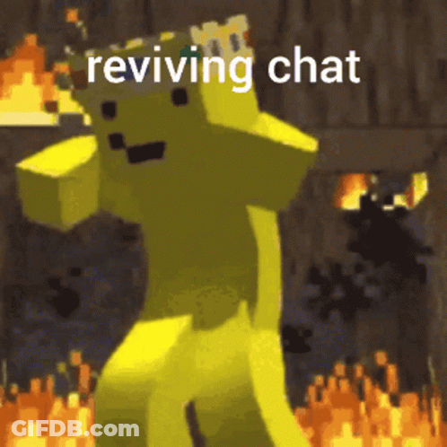 Yellow Minecraft Character With Crown Says Reviving Chat GIF