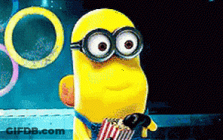 Yellow Minion Holding Popcorn GIF