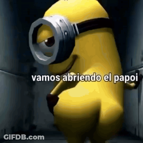 Yellow Minion Wearing Goggles Says Vamos Abriendo El Papo GIF