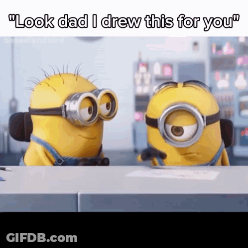 Yellow Minions Drawing For Dad GIF