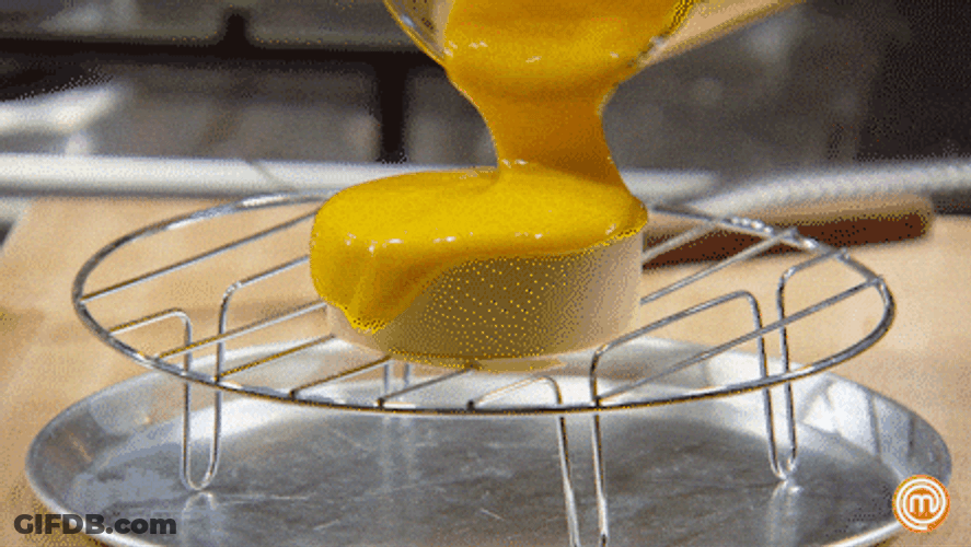 Yellow Mirror Glazing Cake GIF