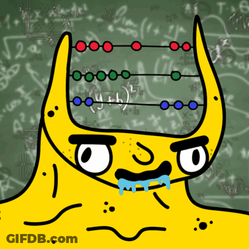 Yellow Monster With Abacus And Math Equations GIF