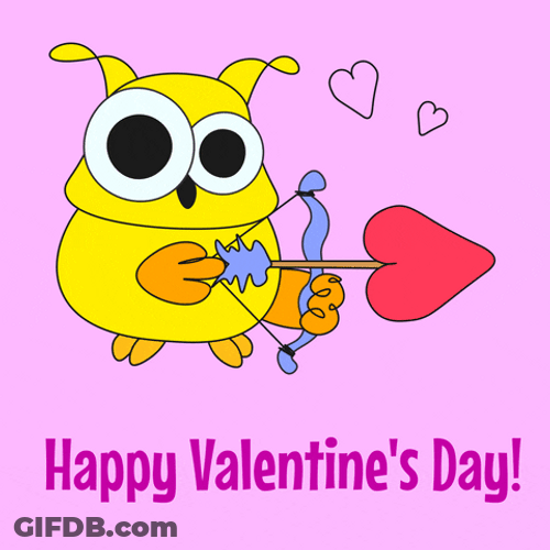 Yellow Night Owl Happy Valentine's Day GIF