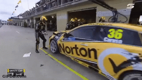 Yellow Norton Race Car Number 36 GIF