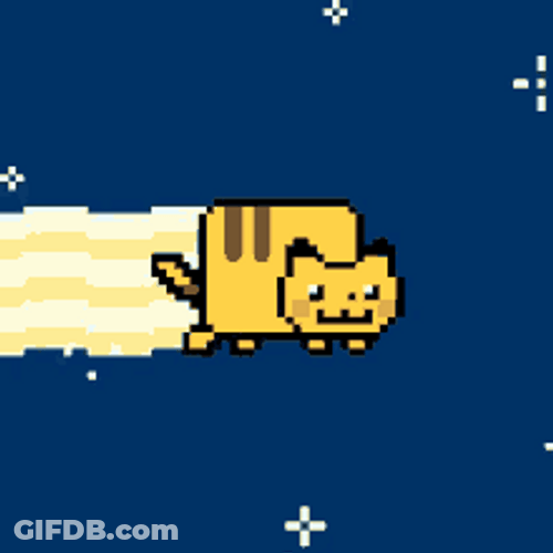 Yellow Nyan Cat Flying GIF
