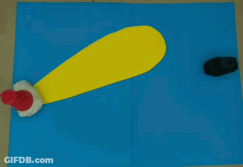 Yellow Object On Blue Surface GIF